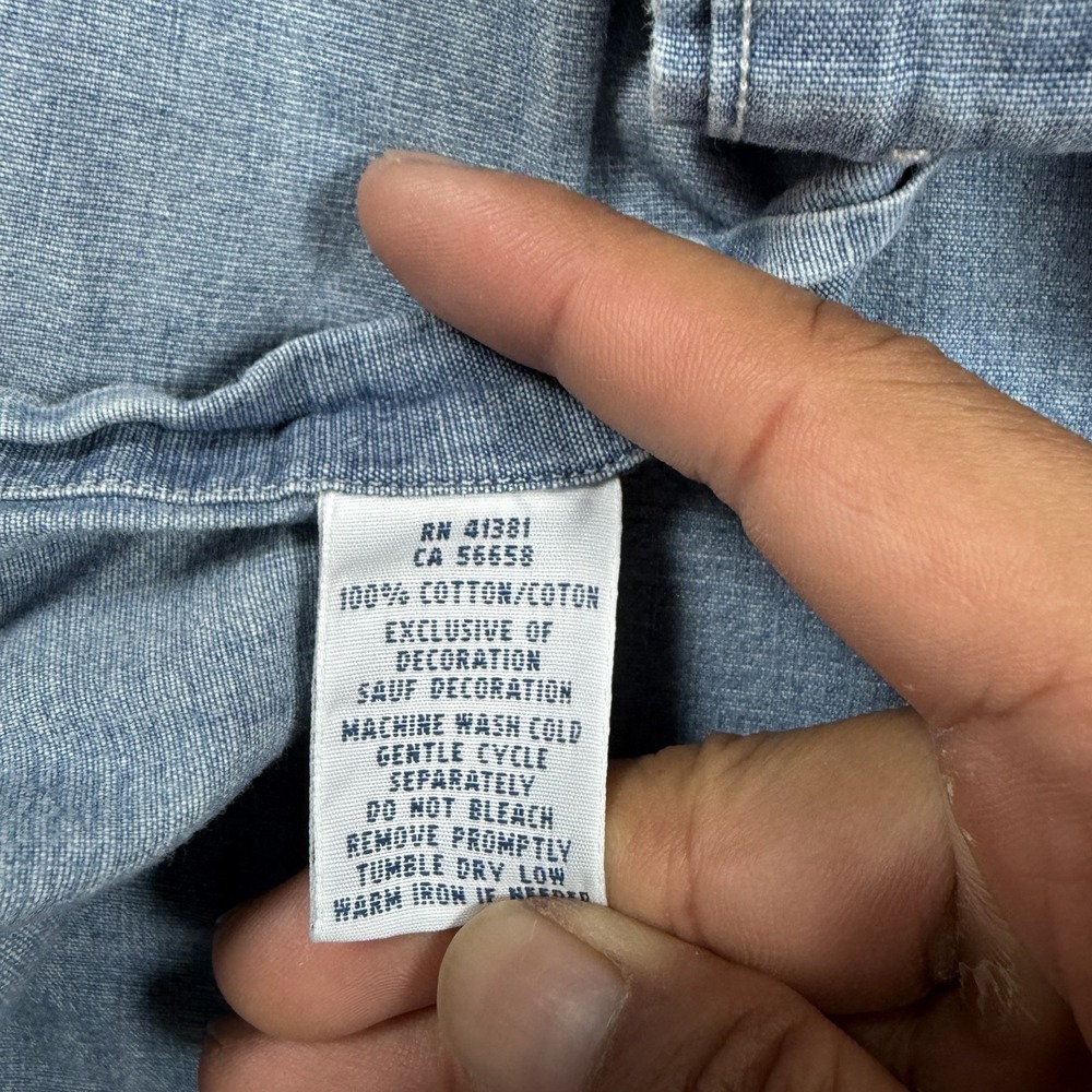 Vintage Polo Ralph Lauren Denim Chambray Shirt Mens 4XB Indigo Button Up Pony - Picture 4 of 8
